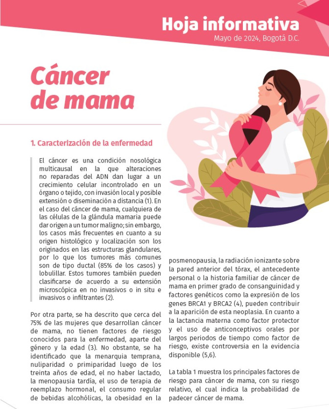 Hoja Informativa Cáncer de Mama 