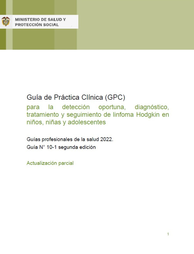 GPC para la detección oportuna, diagnóstico, tratamiento y seguimiento de linfoma Hodgkin en niños -